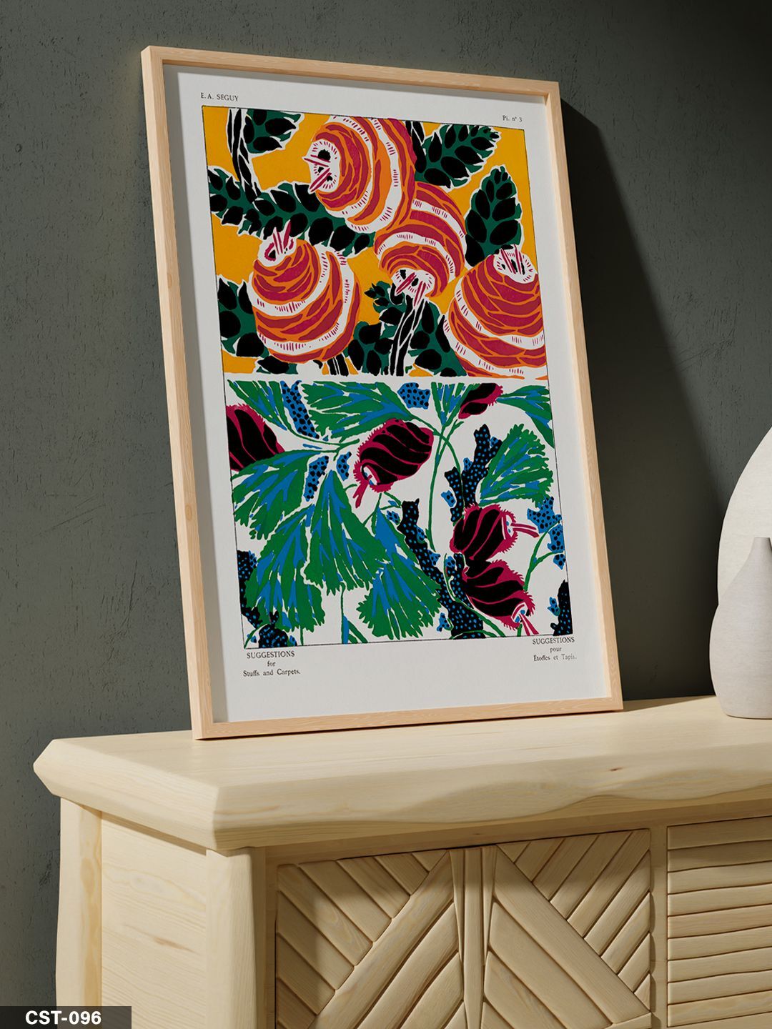 Çiçek Desenli Renkli Tek Parça Ahşap Çerçeveli Tablo Naturel - 20 x 30 CM