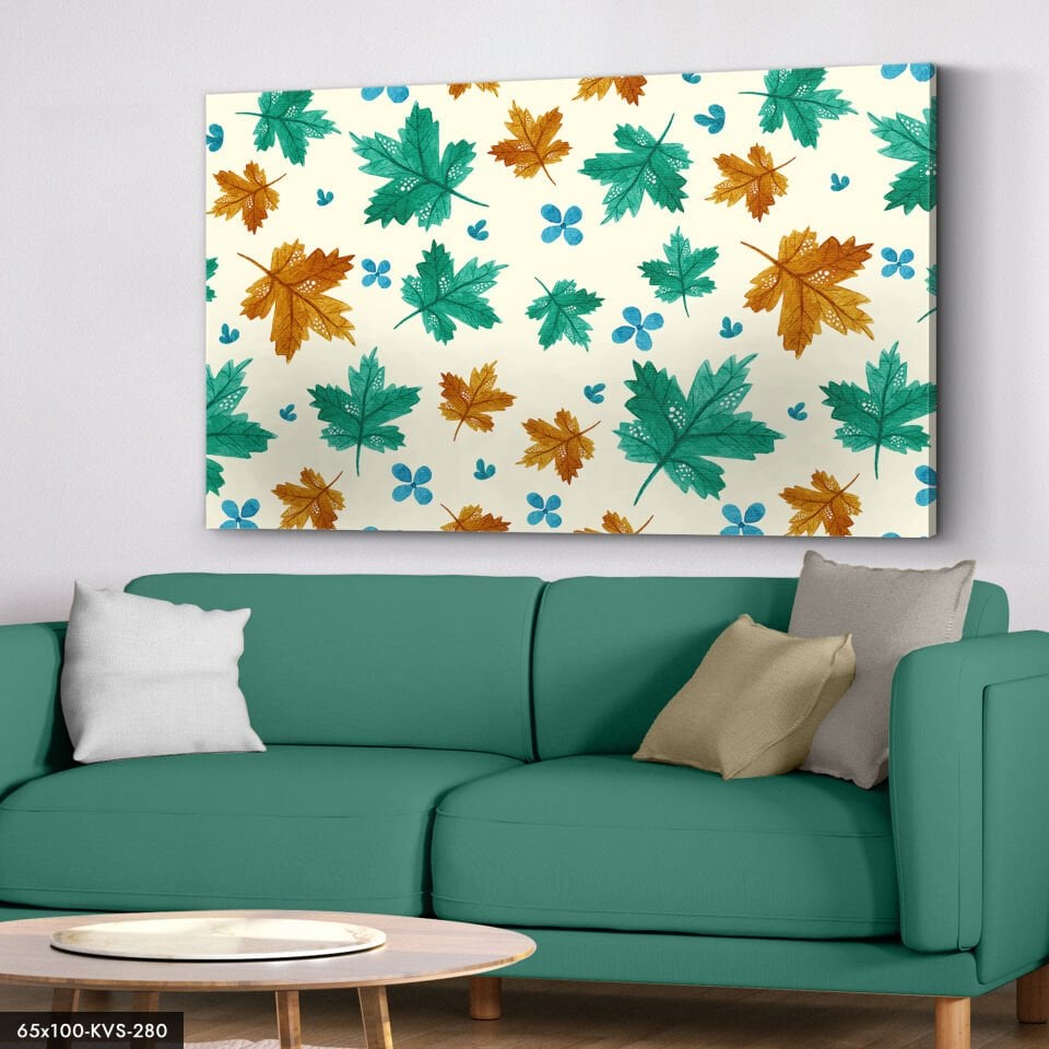 Yeşil Kahverengi Yapraklar Kanvas - Canvas Tablo