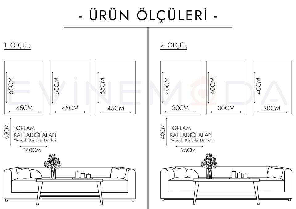 Dokulu Görünüm Beyaz Çiçek 3 Parça Kanvas - Canvas Tablo 40 x 30 CM