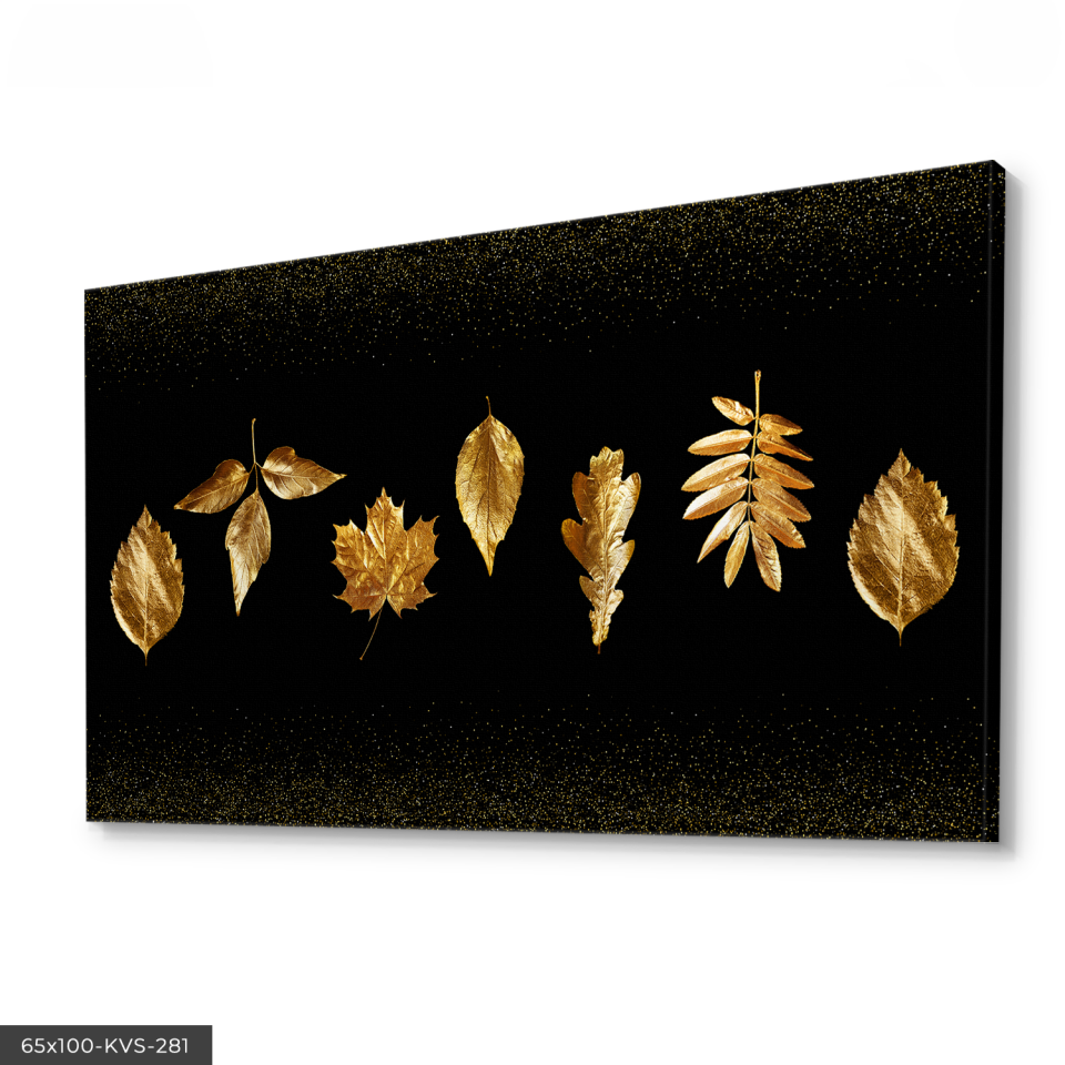 Gold Yapraklar Kanvas - Canvas Tablo