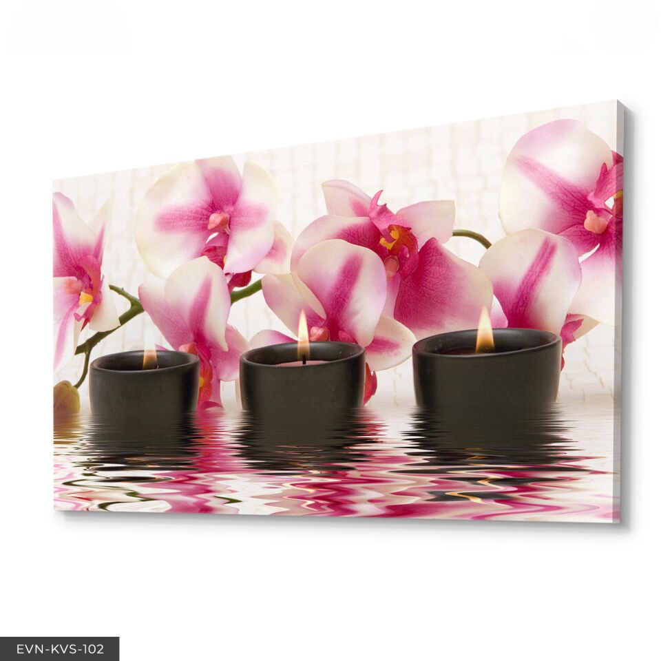 Orkide Ve Mum Tek Parça Kanvas Canvas Tablo Tablo