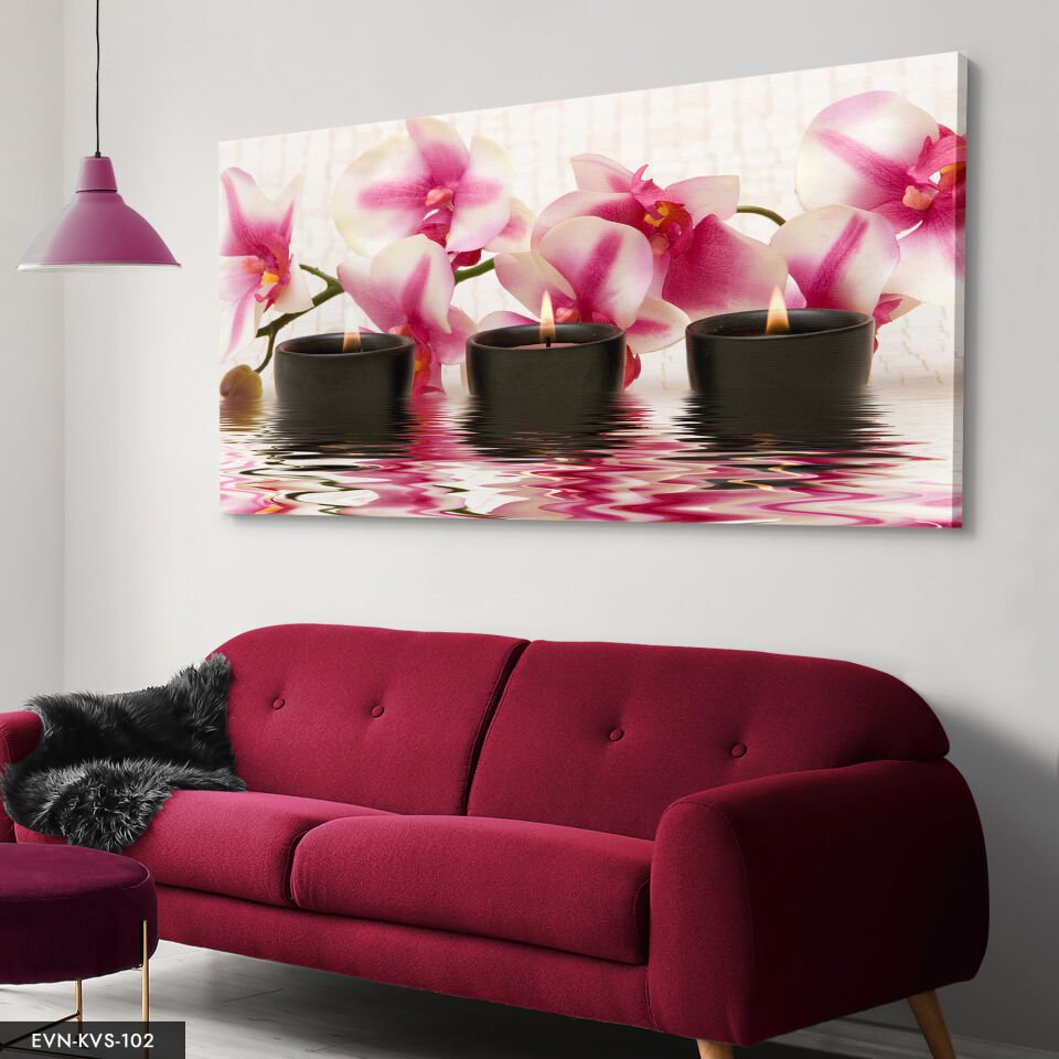 Orkide Ve Mum Tek Parça Kanvas Canvas Tablo Tablo