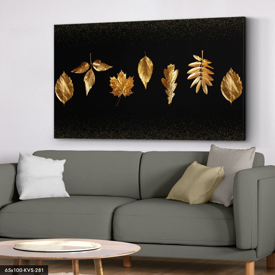 Gold Yapraklar Kanvas - Canvas Tablo