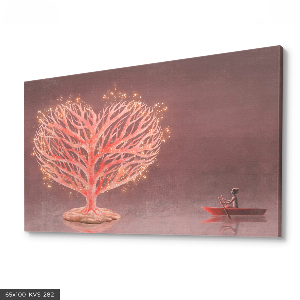 Kalp Ağaç Kanvas - Canvas Tablo