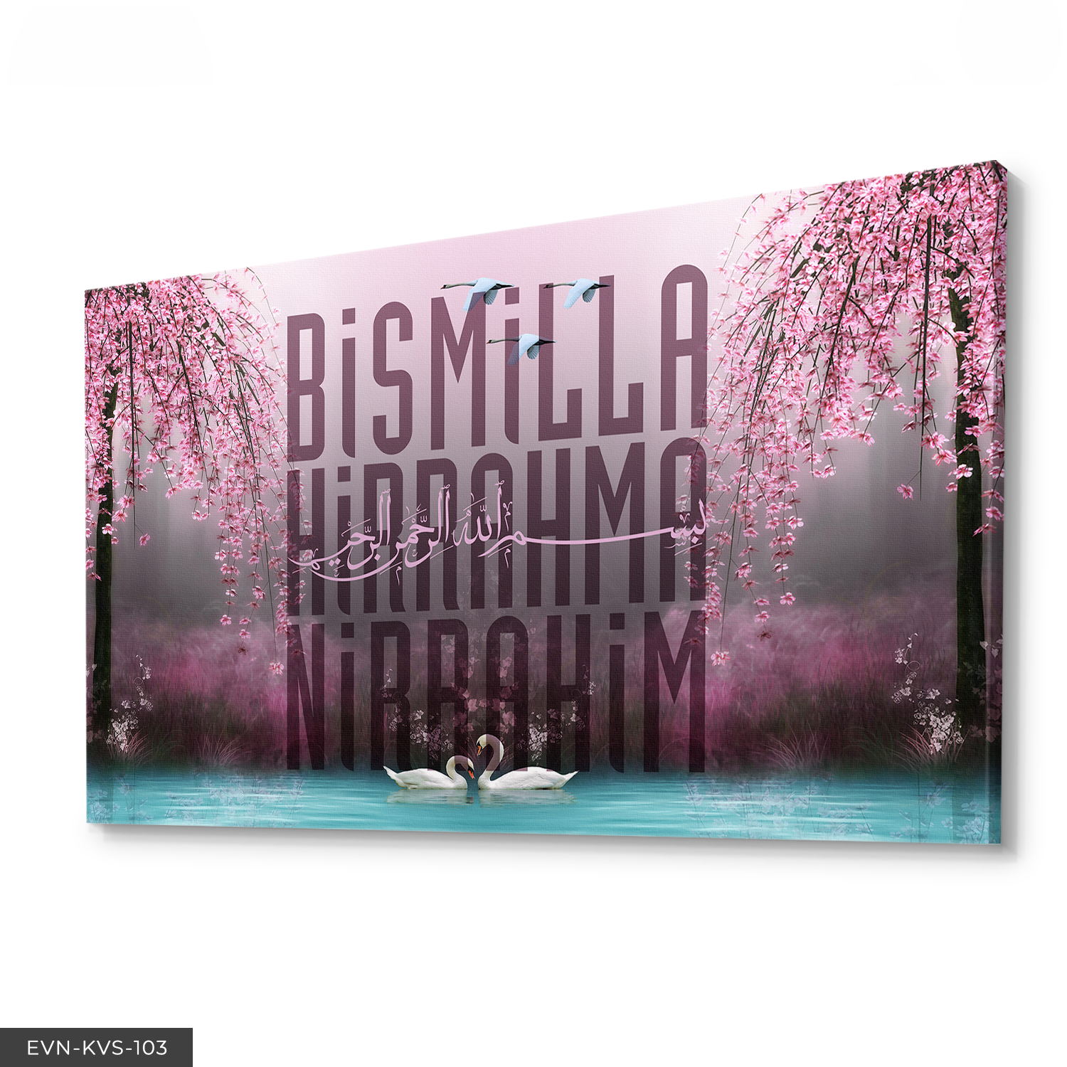 Besmele Yazılı Kuğu Gölü Tek Parça Kanvas Canvas Tablo Tablo