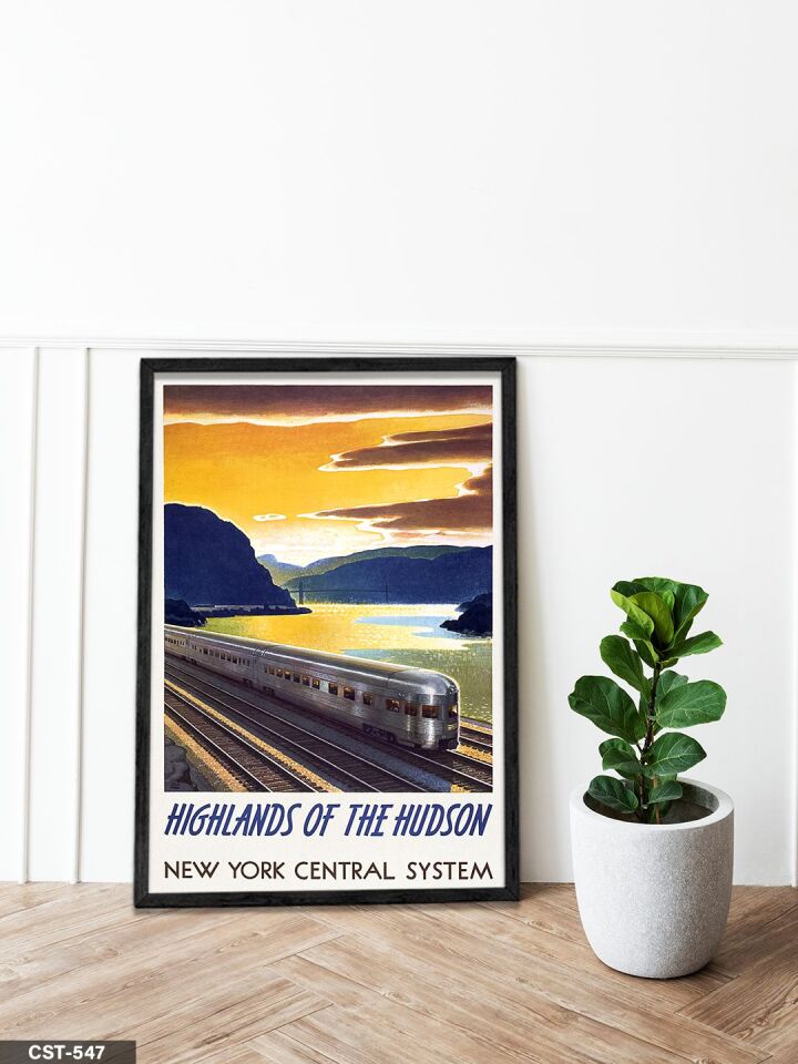 New York Central System Tek Parça Ahşap Çerçeveli Tablo Siyah - 40 x 60 CM
