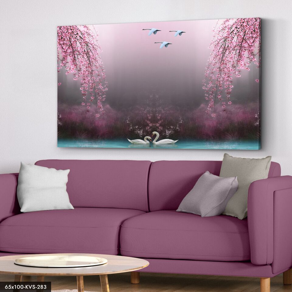 Kuğu Gölü Kanvas - Canvas Tablo 40 x 30 CM - Çok Renkli