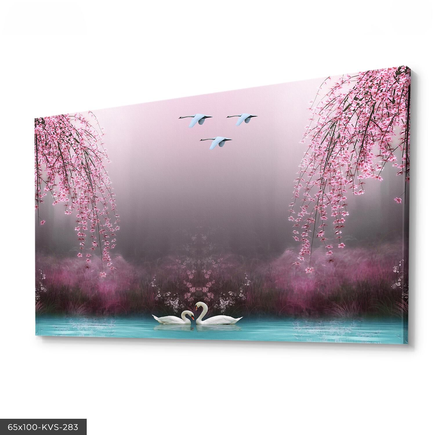 Kuğu Gölü Kanvas - Canvas Tablo 40 x 30 CM - Çok Renkli