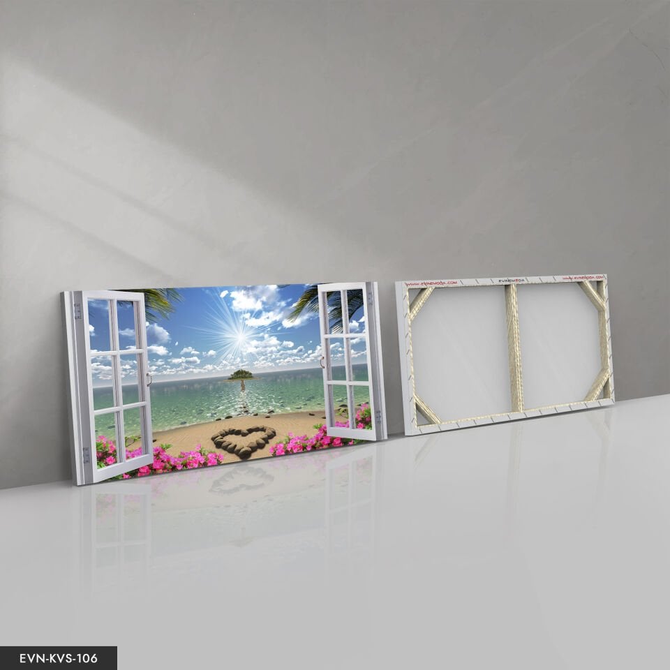 Sahile Açılan Pencere Tek Parça Kanvas Canvas Tablo Tablo