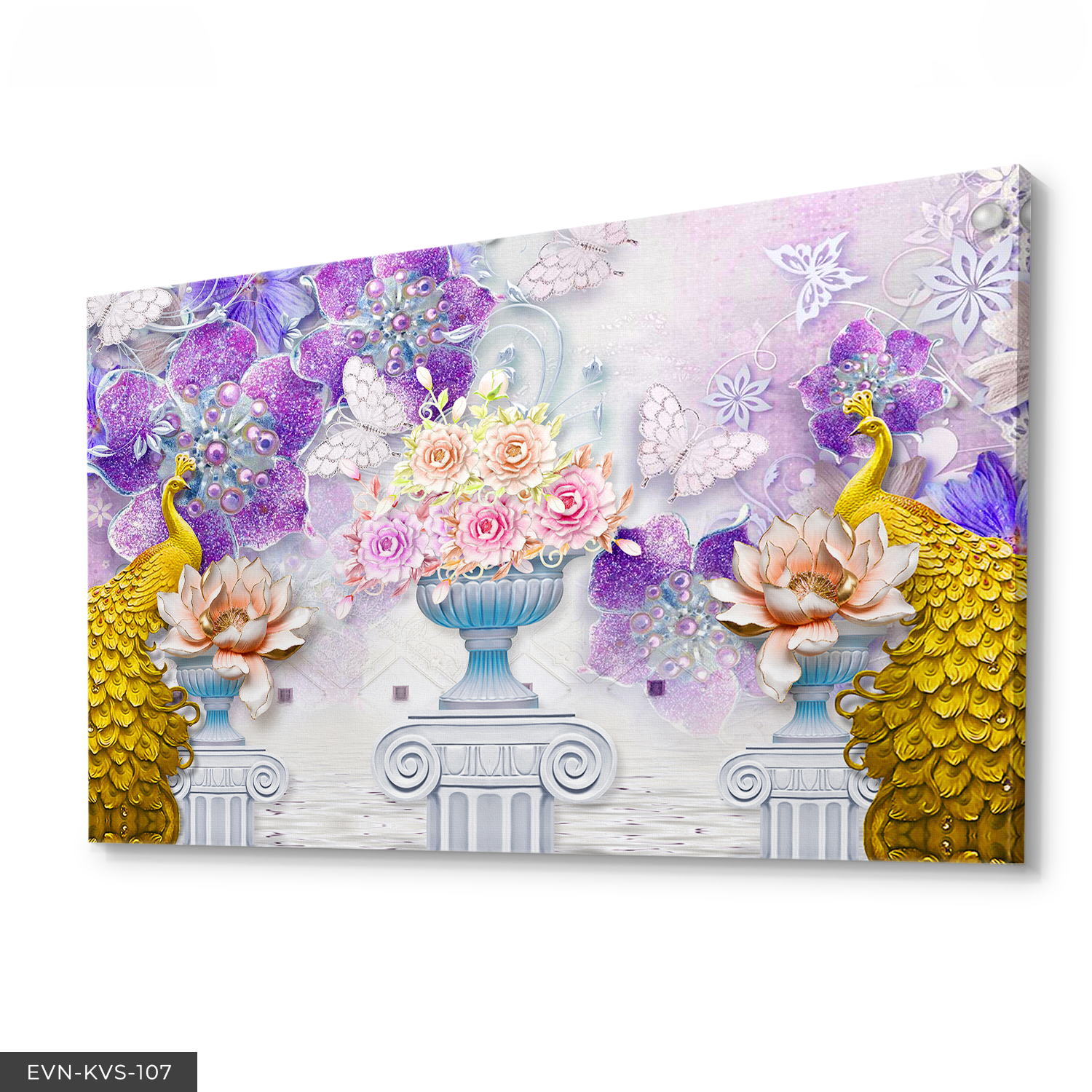 Altın Renkli Tavus Kuşu Tek Parça Kanvas Canvas Tablo Tablo