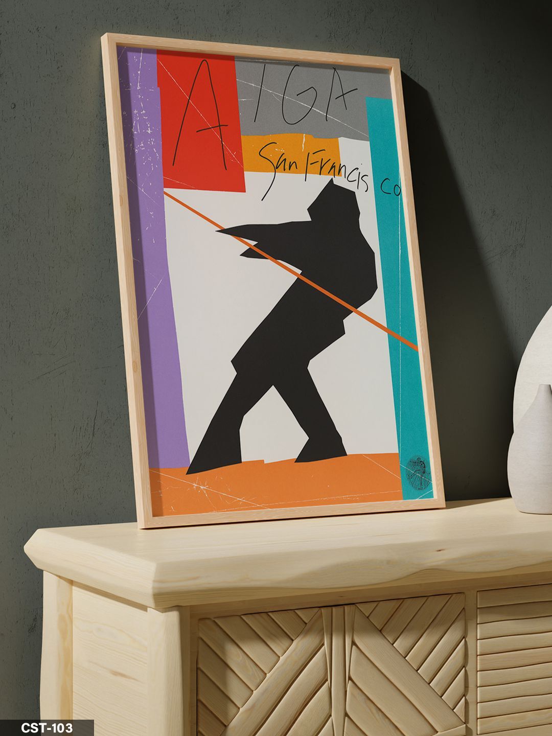 Yürüyen Figür illüstrasyon Tek Parça Ahşap Çerçeveli Tablo Naturel - 20 x 30 CM