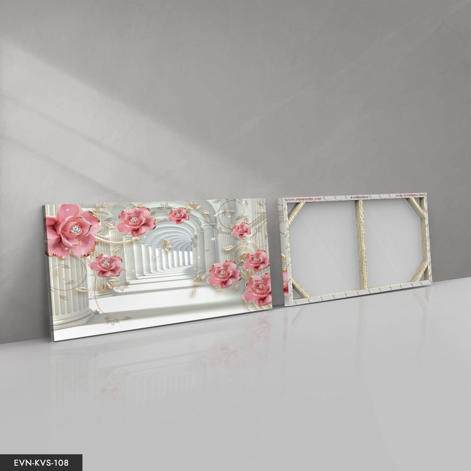 Pembe Gül Ve Incili Tek Parça Kanvas Canvas Tablo Tablo