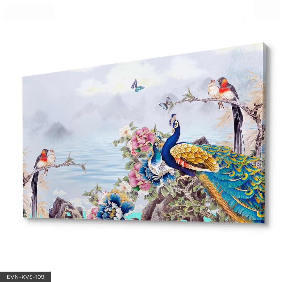 Tavus Kuşları Tek Parça Kanvas Canvas Tablo Tablo