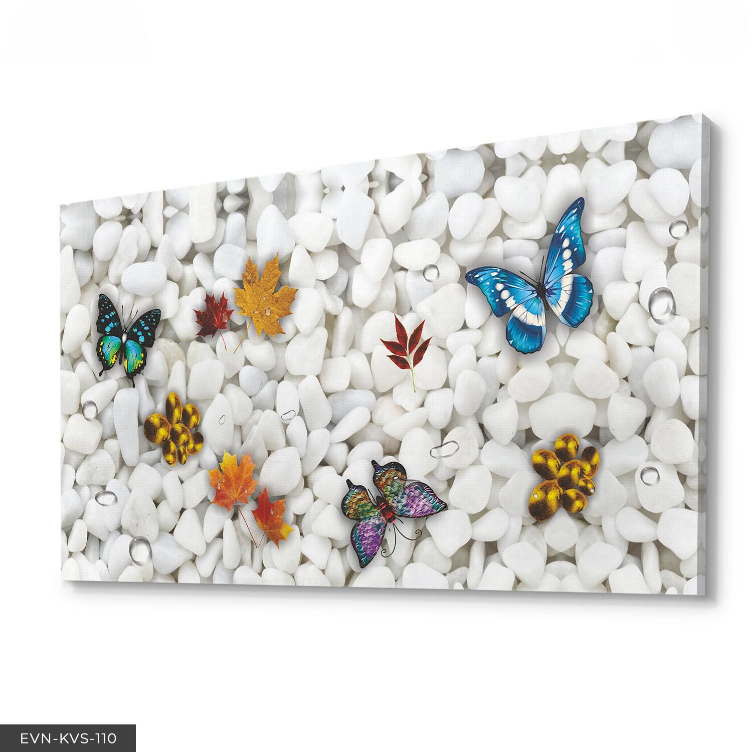 Kelebekler Tek Parça Kanvas Canvas Tablo Tablo 40 x 30 CM - Çok Renkli