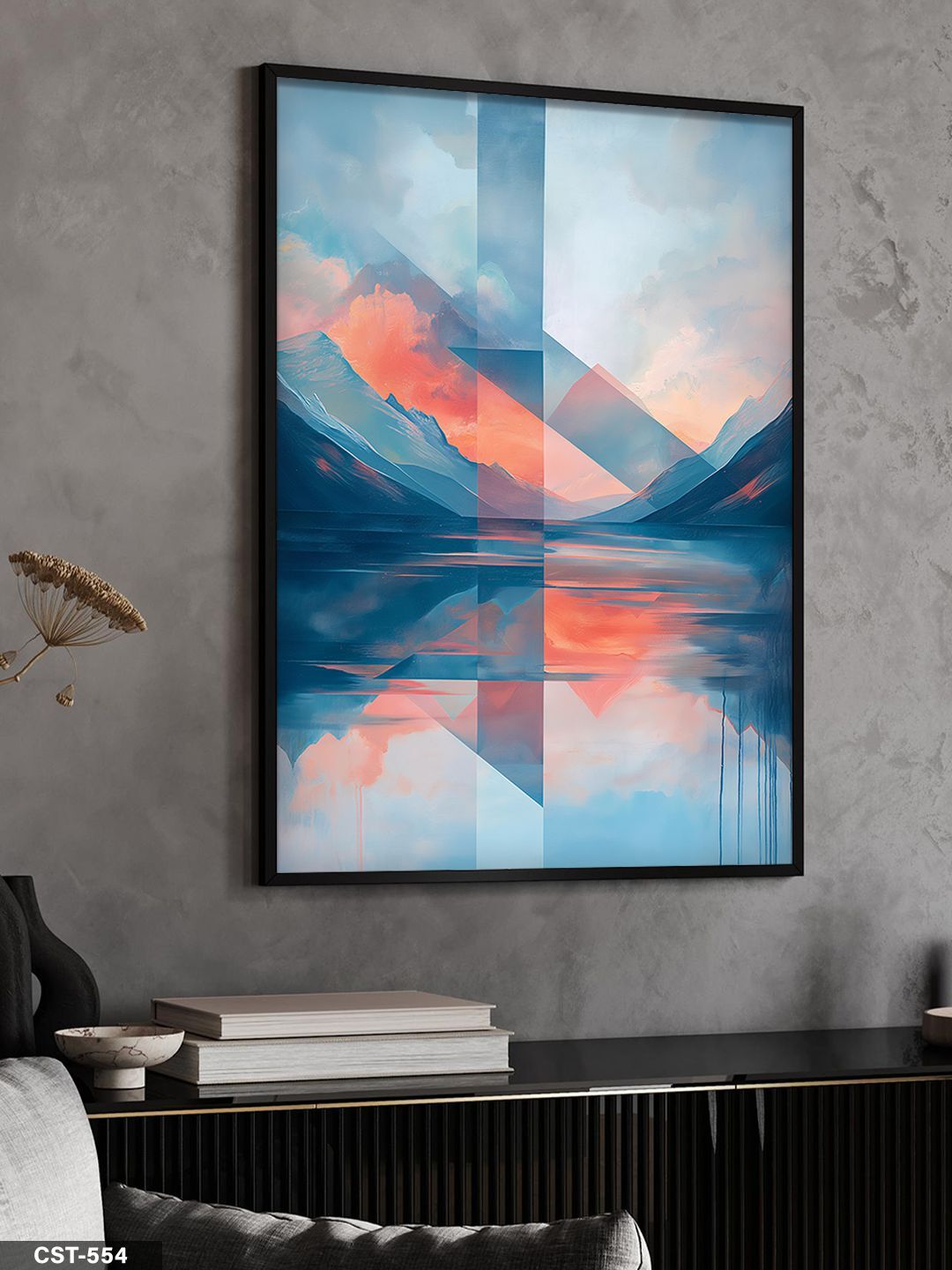 Yansıma Manzara Tek Parça Ahşap Çerçeveli Tablo Siyah - 40 x 60 CM