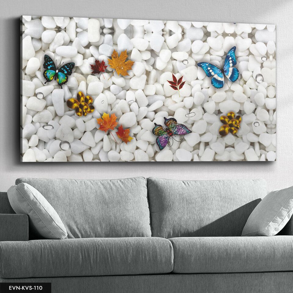 Kelebekler Tek Parça Kanvas Canvas Tablo Tablo 40 x 30 CM - Çok Renkli