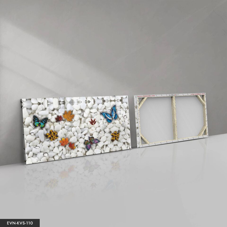 Kelebekler Tek Parça Kanvas Canvas Tablo Tablo 40 x 30 CM - Çok Renkli