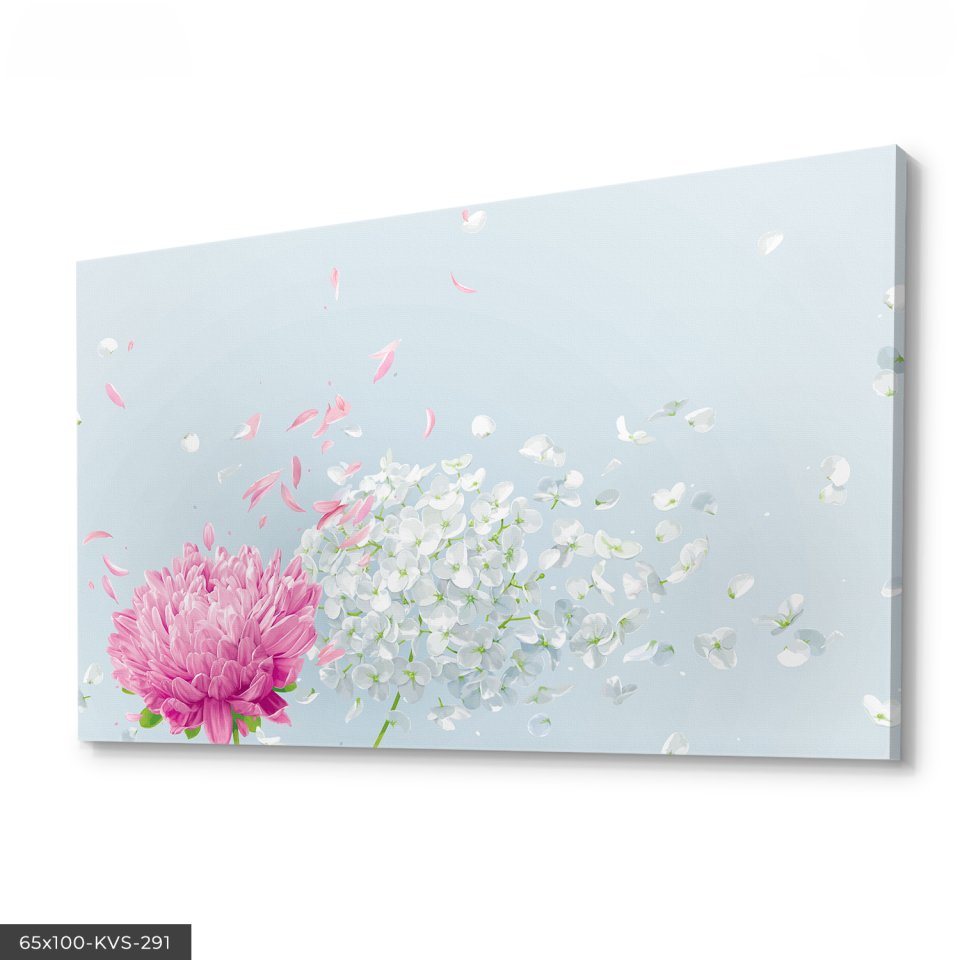 Pembe Beyaz Çiçekler Kanvas - Canvas Tablo