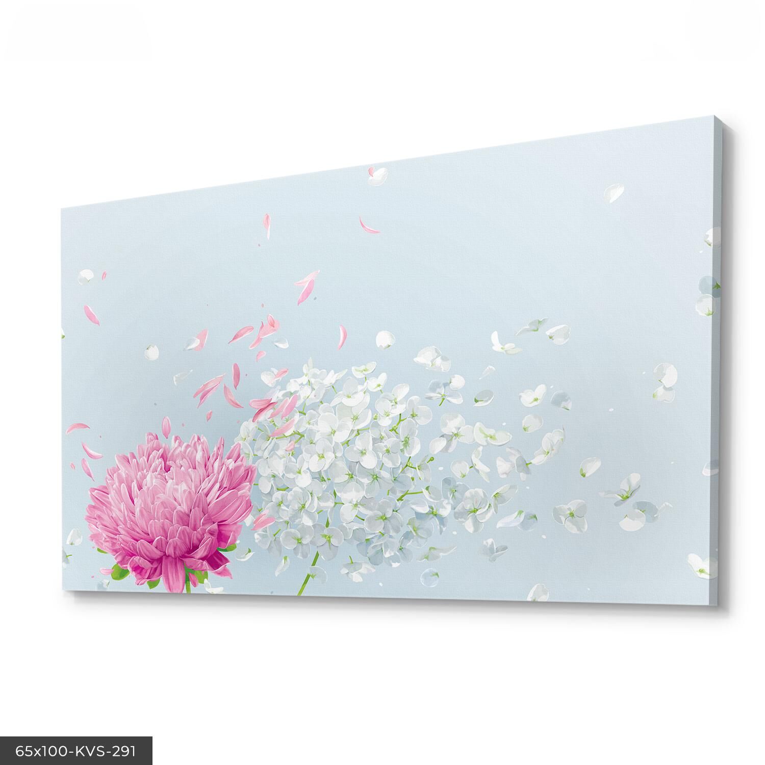 Pembe Beyaz Çiçekler Kanvas - Canvas Tablo 40 x 30 CM - Çok Renkli