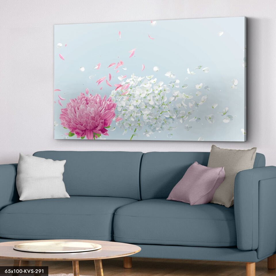 Pembe Beyaz Çiçekler Kanvas - Canvas Tablo