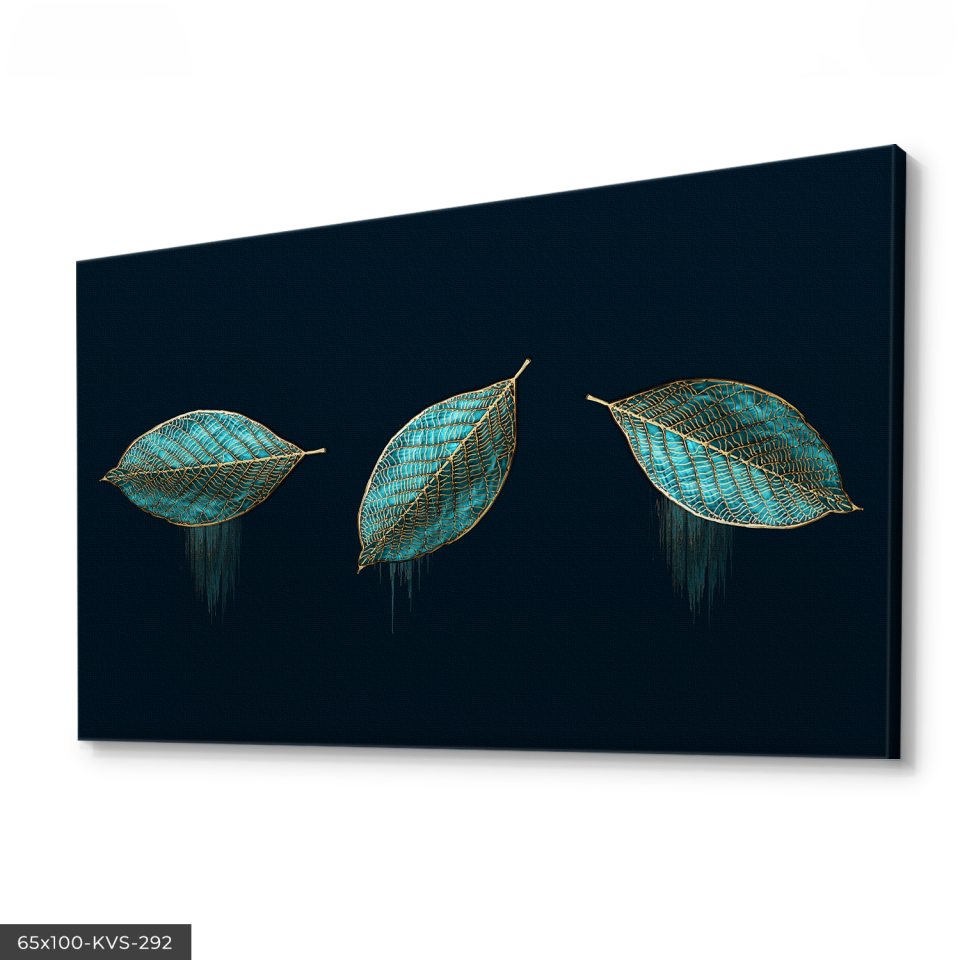Turkuaz Yapraklar Kanvas - Canvas Tablo