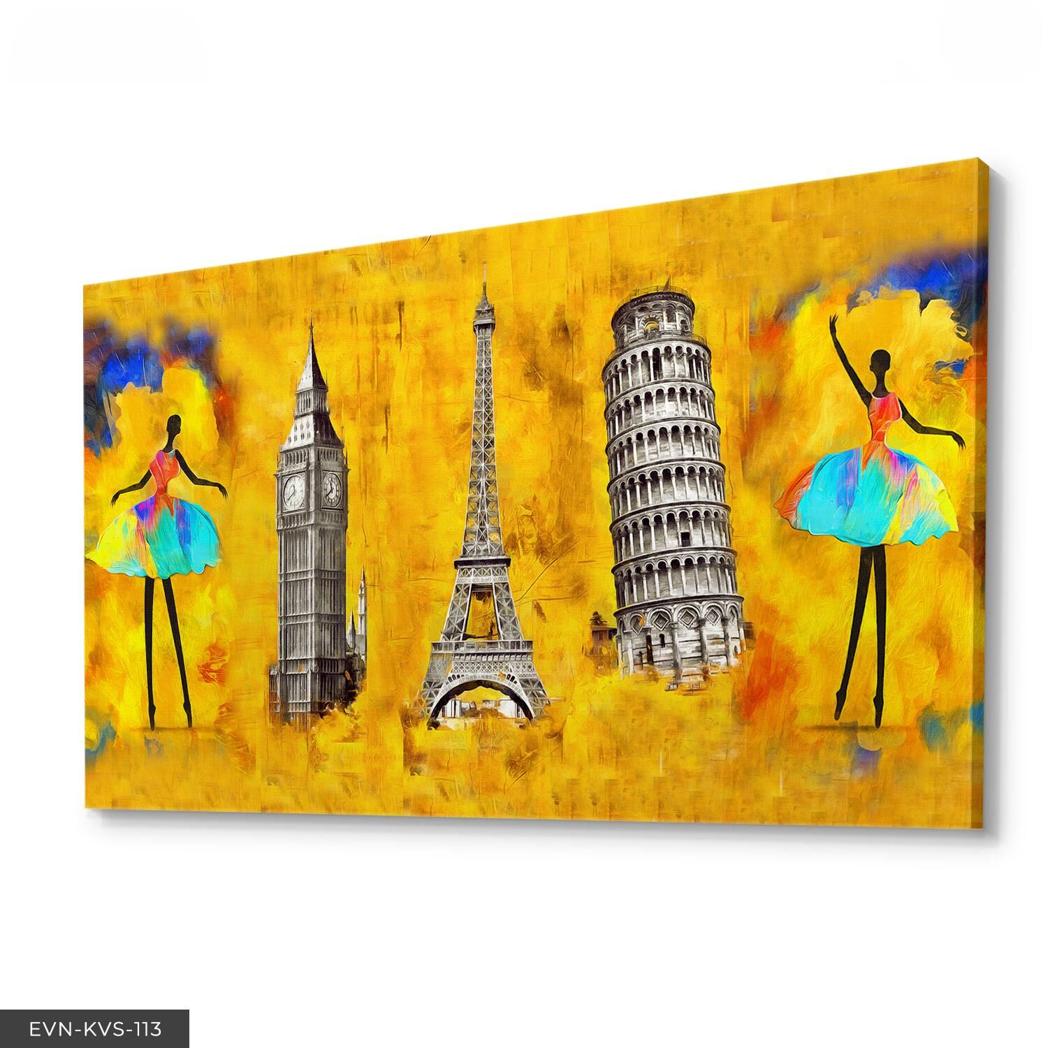 Pissa Kulesi Tek Parça Kanvas Canvas Tablo Tablo 40 x 30 CM - Çok Renkli