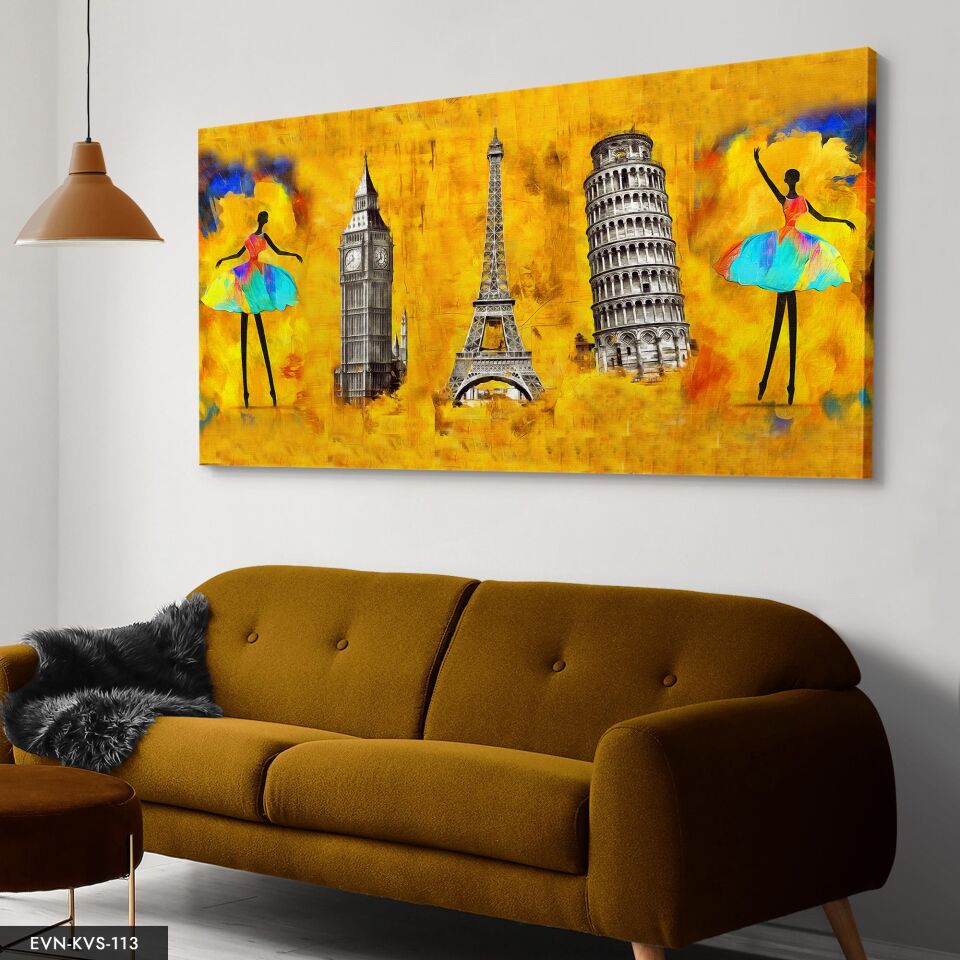 Pissa Kulesi Tek Parça Kanvas Canvas Tablo Tablo 40 x 30 CM - Çok Renkli