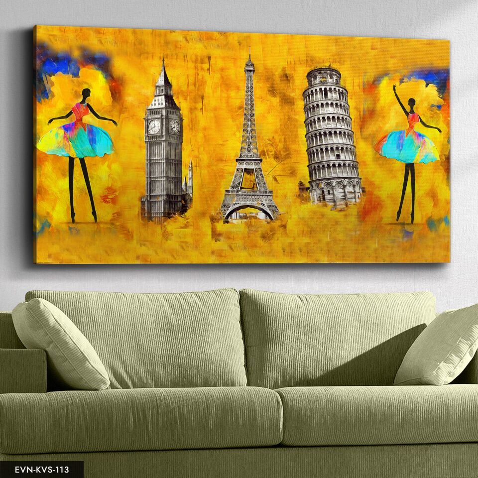 Pissa Kulesi Tek Parça Kanvas Canvas Tablo Tablo 40 x 30 CM - Çok Renkli