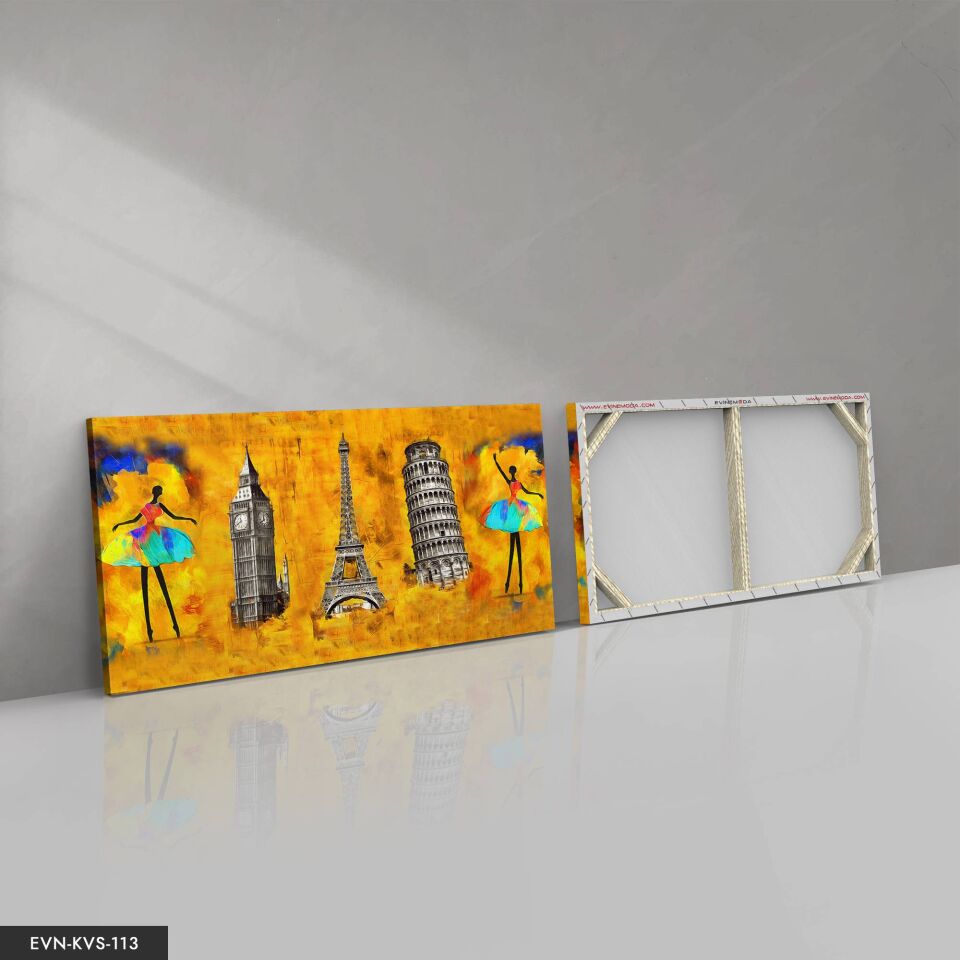 Pissa Kulesi Tek Parça Kanvas Canvas Tablo Tablo 40 x 30 CM - Çok Renkli