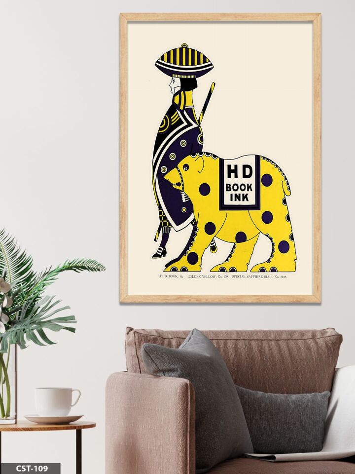 Geleneksel Giysili Figür Ve At illüstrasyon Tek Parça Ahşap Çerçeveli Tablo Naturel - 20 x 30 CM