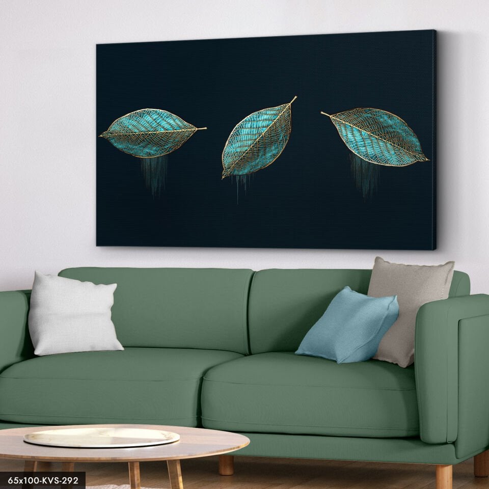 Turkuaz Yapraklar Kanvas - Canvas Tablo