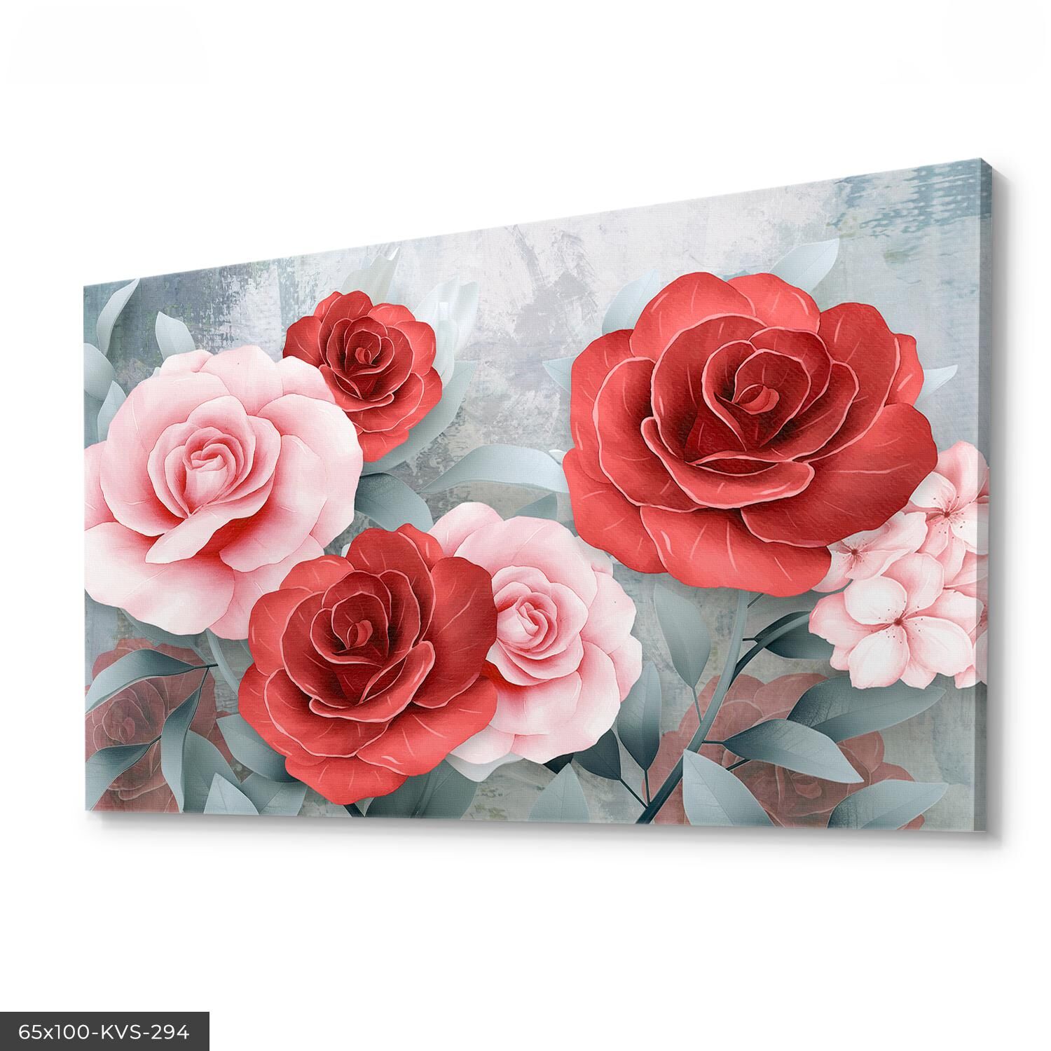 Kırmızı Pembe Güller Kanvas - Canvas Tablo 40 x 30 CM - Çok Renkli