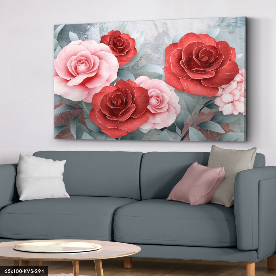 Kırmızı Pembe Güller Kanvas - Canvas Tablo