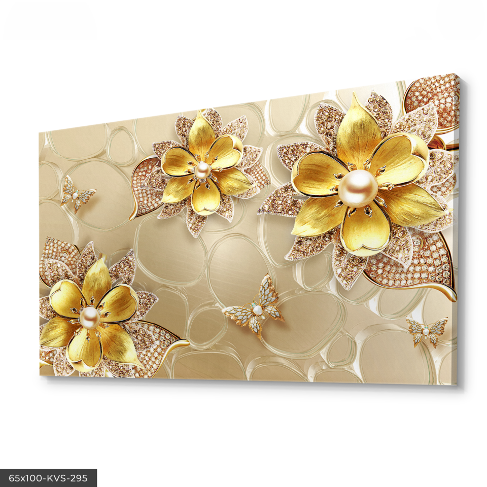 Gold Yapraklar Kanvas - Canvas Tablo