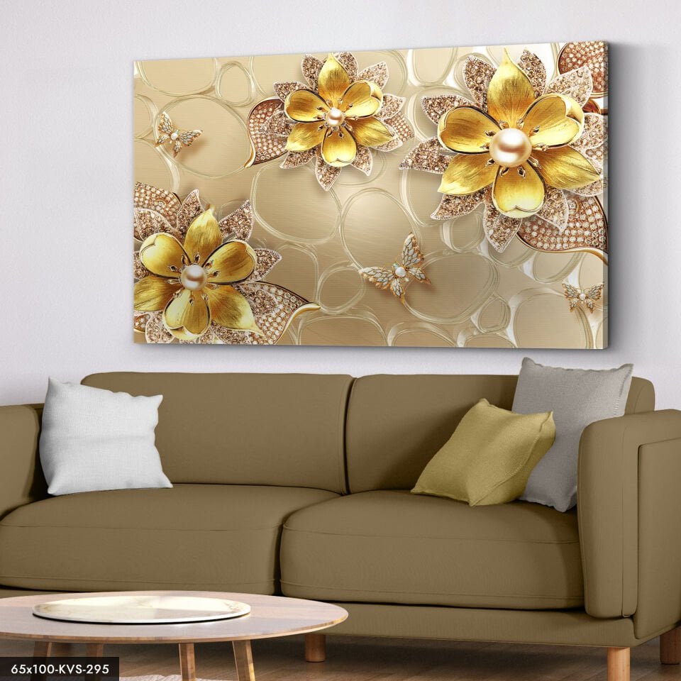 Gold Yapraklar Kanvas - Canvas Tablo