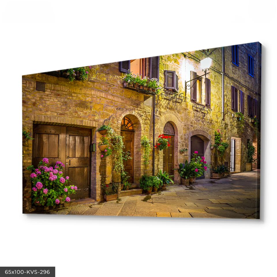 Çiçekli Evler Kanvas - Canvas Tablo