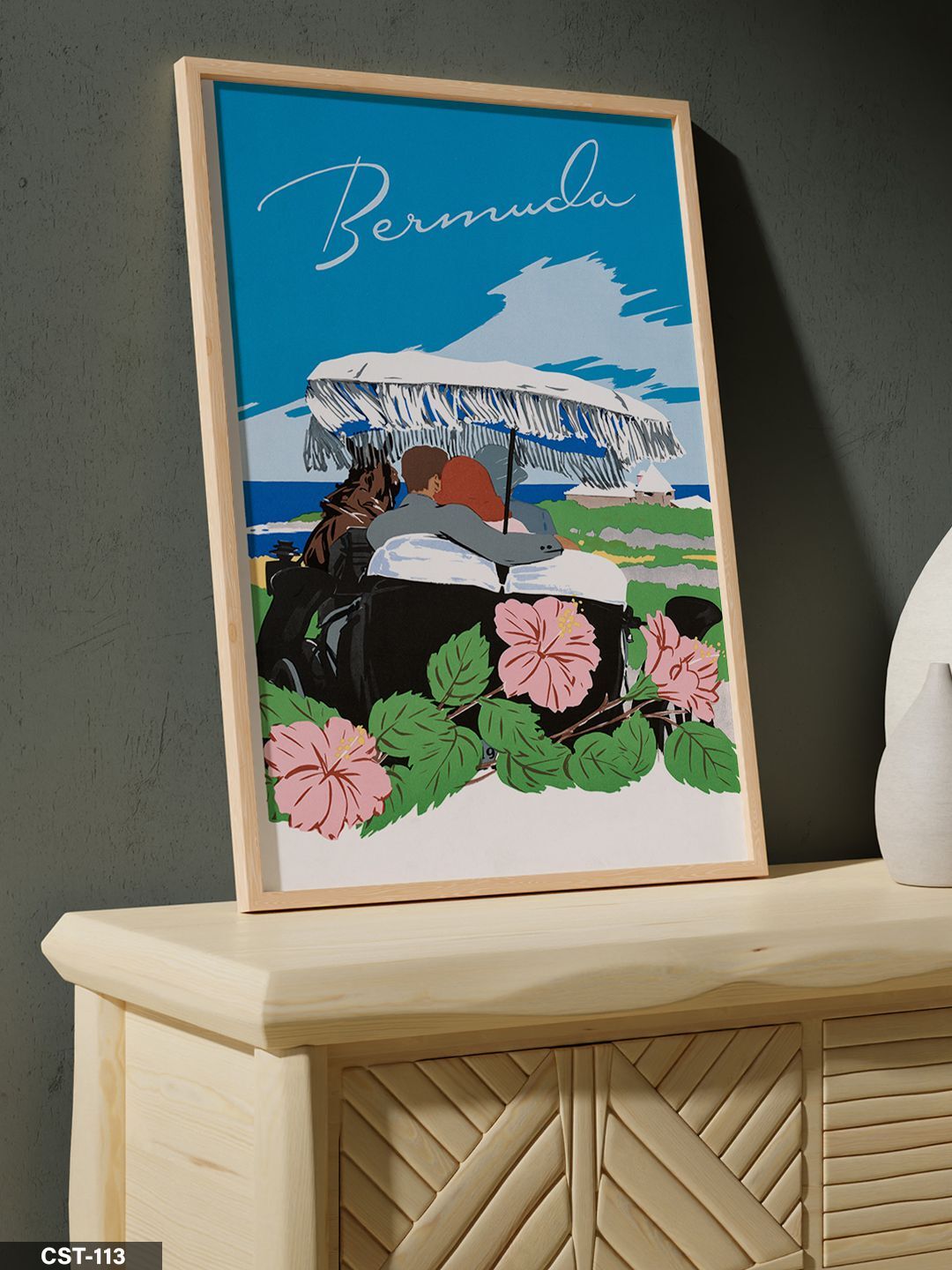 Sevgililer Tek Parça Ahşap Çerçeveli Tablo Naturel - 20 x 30 CM