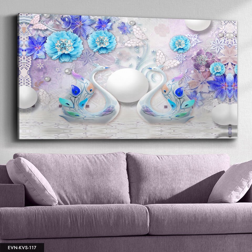 Kuğulu Tek Parça Kanvas Canvas Tablo Tablo