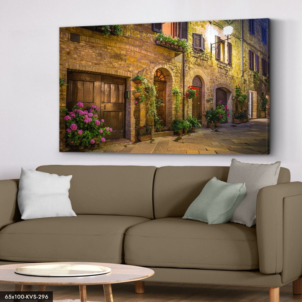 Çiçekli Evler Kanvas - Canvas Tablo