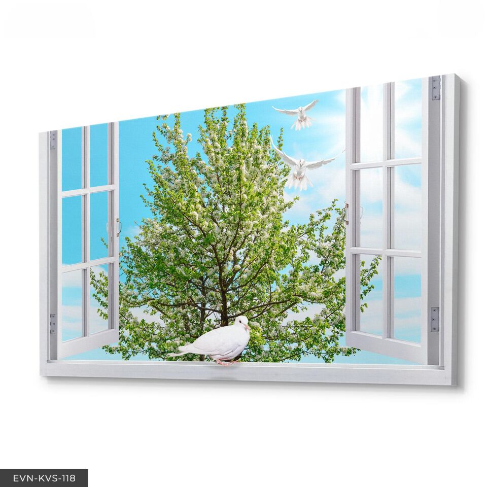 Penceredeki Güvercin Tek Parça Kanvas Canvas Tablo Tablo