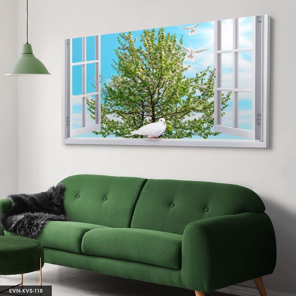 Penceredeki Güvercin Tek Parça Kanvas Canvas Tablo Tablo