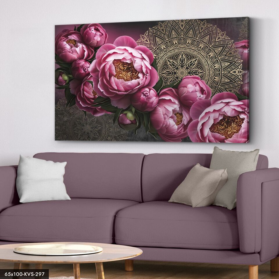 Pembe Çiçekler Kanvas - Canvas Tablo 40 x 30 CM - Çok Renkli