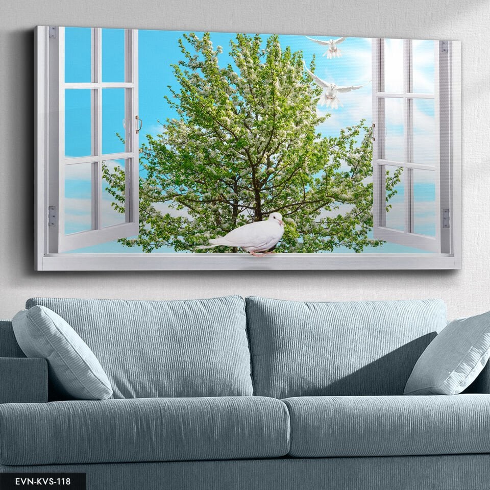 Penceredeki Güvercin Tek Parça Kanvas Canvas Tablo Tablo