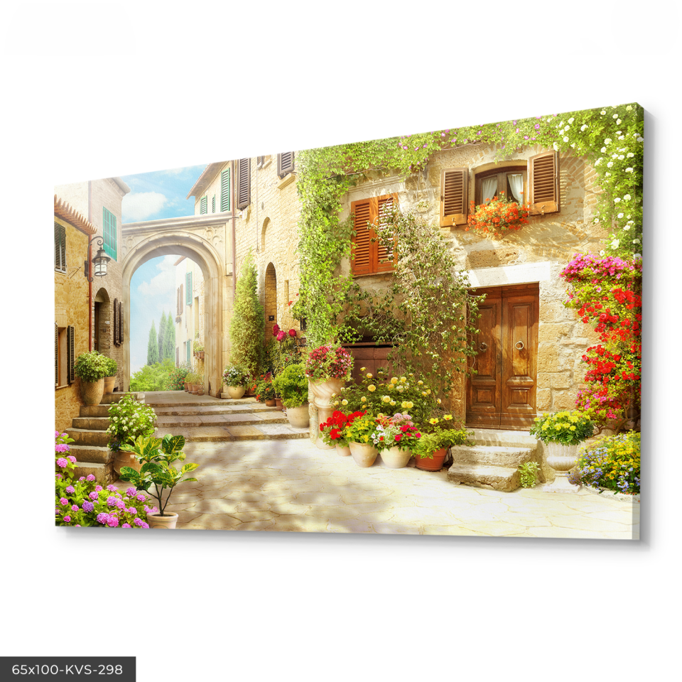 Çiçekli Yol Kanvas - Canvas Tablo