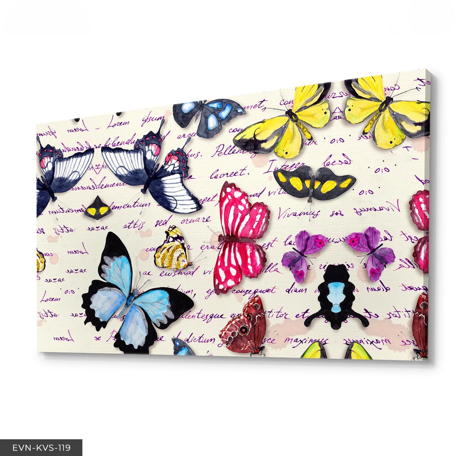 Renkli Kelebekler Tek Parça Kanvas Canvas Tablo Tablo 40 x 30 CM - Çok Renkli