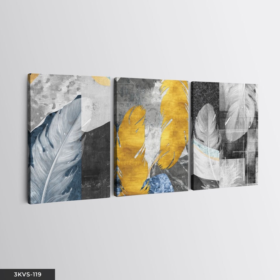 Yapraklar 3 Parça Kanvas - Canvas Tablo 45 x 65 CM