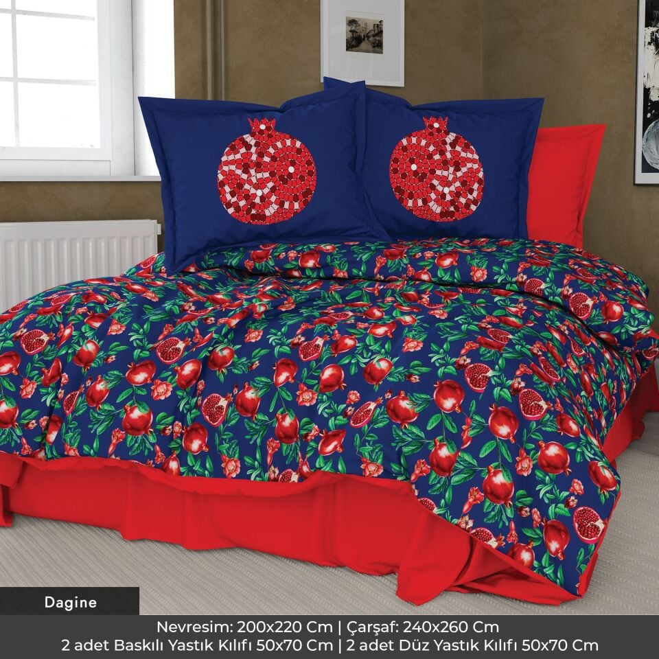 Narlar Dijital Baskılı 3D 3 Boyutlu Çift Kişilik Nevresim Takımı Çift Kişilik