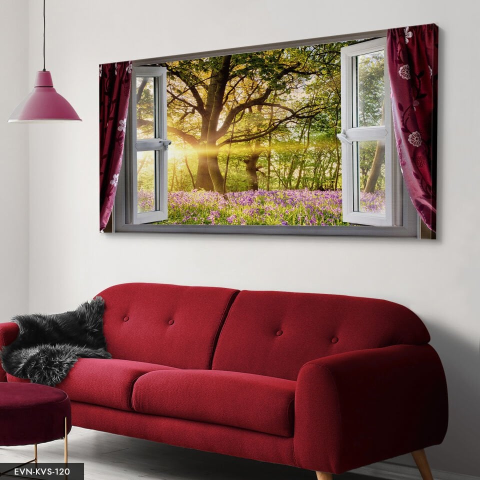 Doğaya Açılan Pencere Tek Parça Kanvas Canvas Tablo Tablo 140 x 90 CM - Çok Renkli