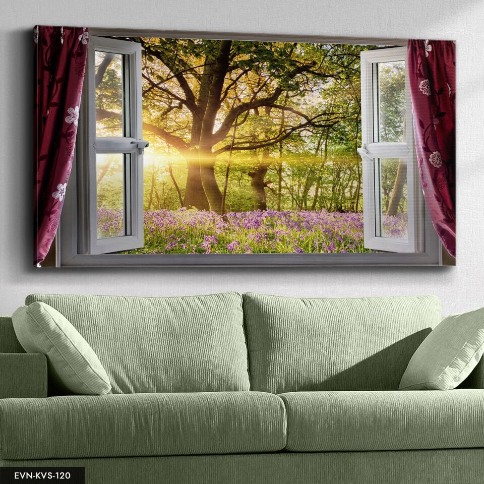 Doğaya Açılan Pencere Tek Parça Kanvas Canvas Tablo Tablo 140 x 90 CM - Çok Renkli