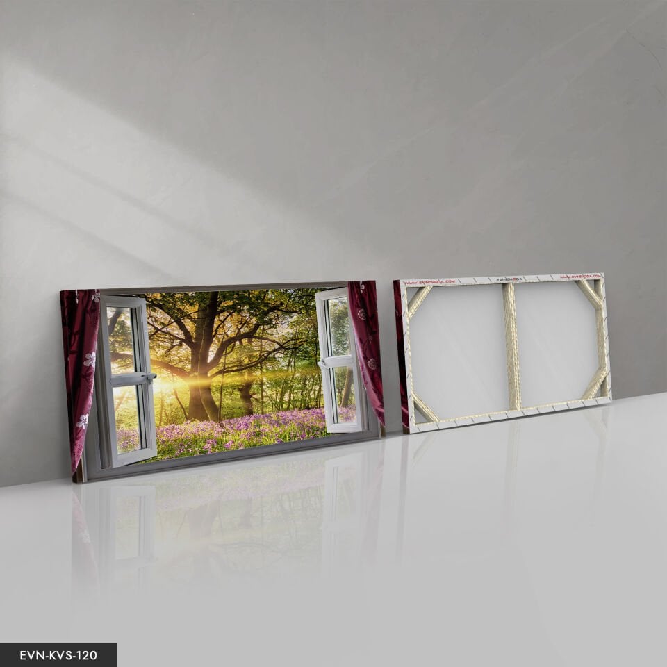 Doğaya Açılan Pencere Tek Parça Kanvas Canvas Tablo Tablo 140 x 90 CM - Çok Renkli